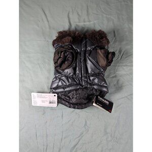 Pet Life 1BKXS  Black Metallic Fashion Pet Parka Coat X-Small - Measure In Photo